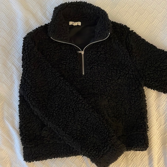 Garage black cropped teddy jacket - Picture 1 of 2